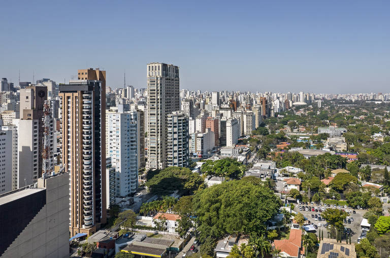 Vista aérea do bairro do Jardins, em São Paulo