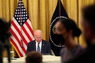 U.S. President Joe Biden has a meeting about cybersecurity at the White House