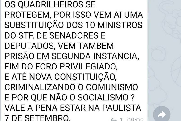 Mensagens contra o comunismo em meio à convocação dos atos de 7 de Setembro