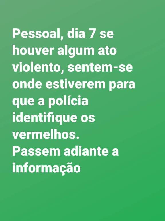 Mensagem contrária à violência no 7 de Setembro