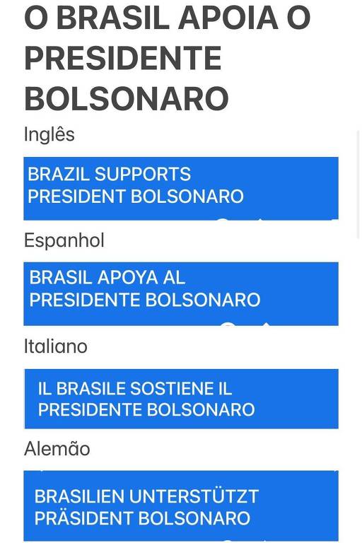 Instruções para cartazes em outras línguas