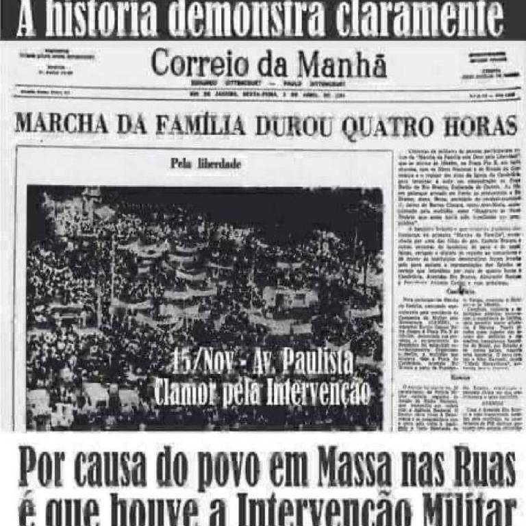 Imagem que circula em grupos bolsonaristas a favor de golpe militar