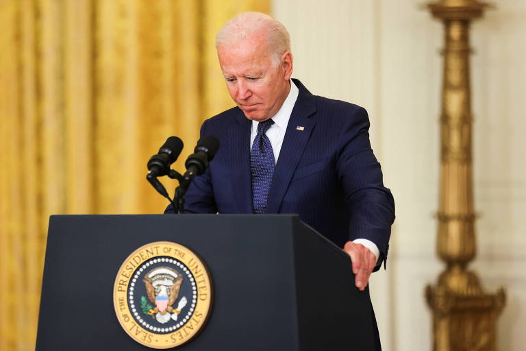 Presidente dos EUA, Joe Biden, durante pronunciamento sobre atentado no Afeganistão