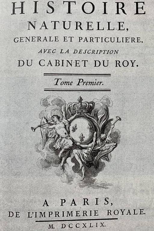 Frontispício do primeiro tomo de "História Natural" (1749), de Buffon;