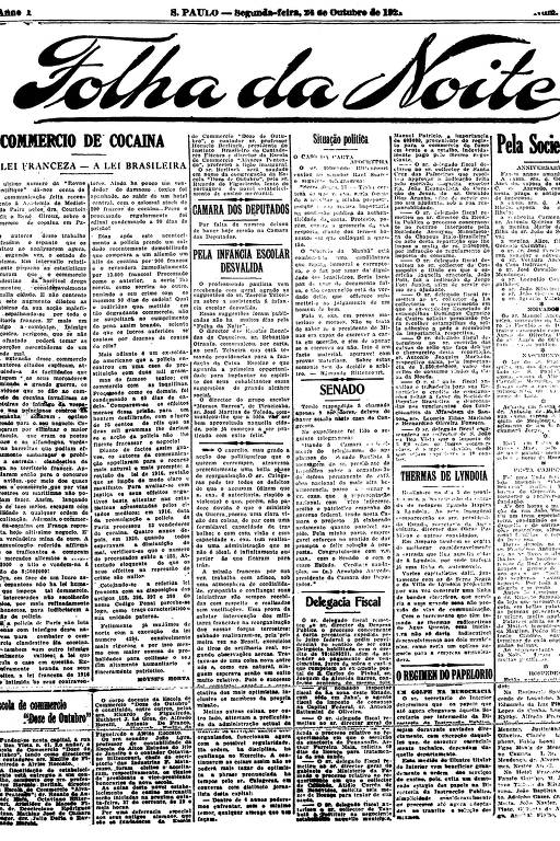 Primeira Página da Folha da Noite de 24 de outubro de 1921