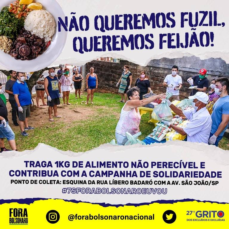 Card da campanha inspirada em frase de Bolsonaro sobre fuzil e feijão