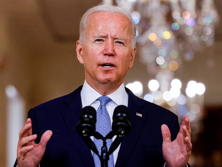 O presidente dos EUA, Joe Biden, durante pronunciamento sobre o Afeganistão na Casa Branca, em Washington