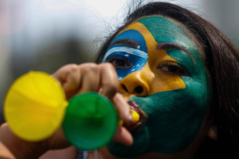 Manifestante em apoio ao presidente Bolsonaro em meio as comemorações do Dia da Independência em São Paulo