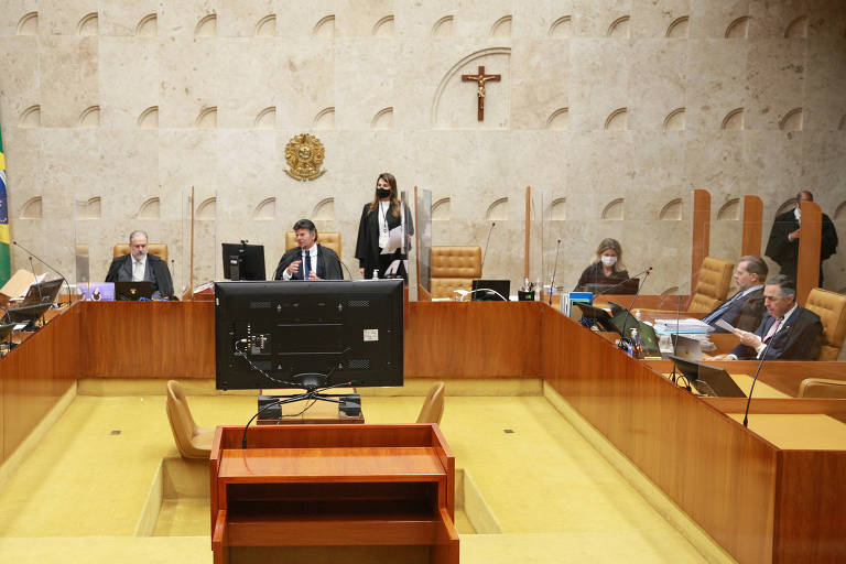 Sessão plenária do STF nesta quarta (8) em que o presidente da corte, Luiz Fux, reagiu às ameaças golpistas de Bolsonaro