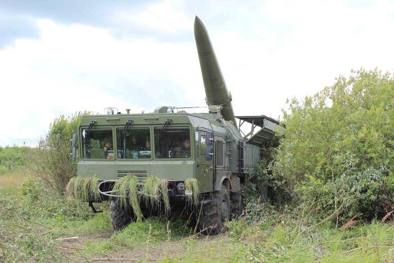 Míssil Iskander-M, que tem capacidade de levar carga nuclear e está sendo utilizado contra a Ucrânia 