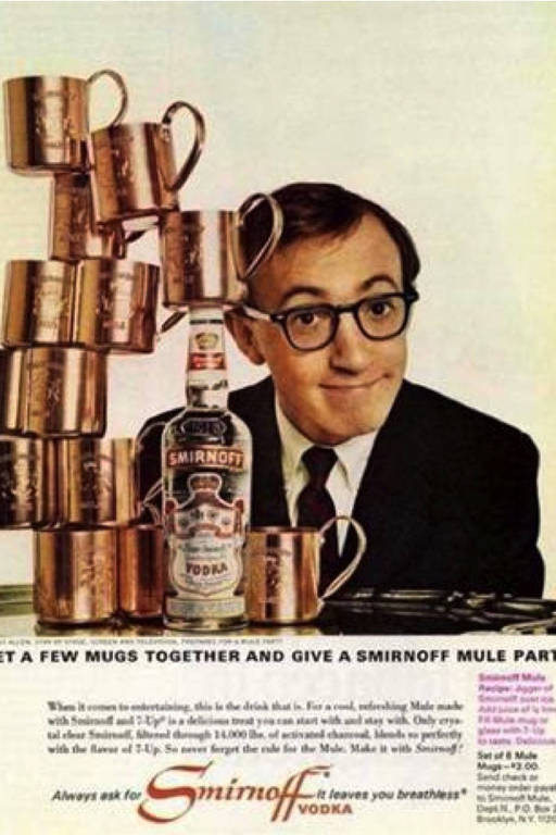 O cartaz da campanha de Woody Allen para a Smirnoff