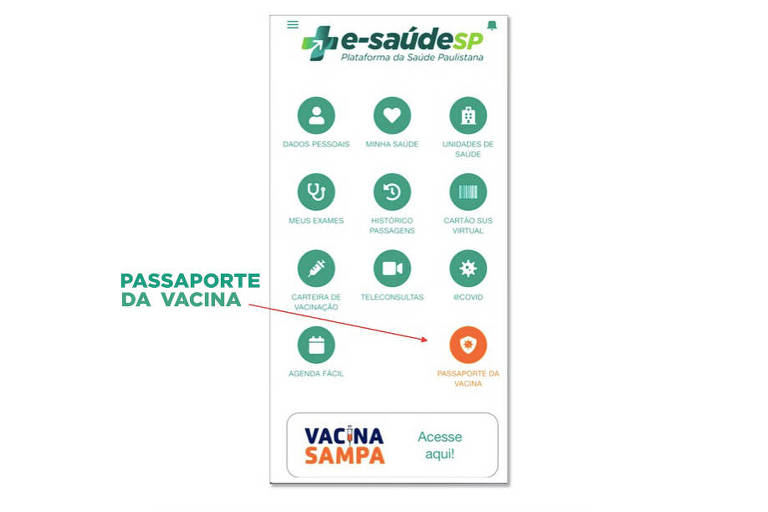 Passaporte da Vacina com o aplicativo e-saúdeSP