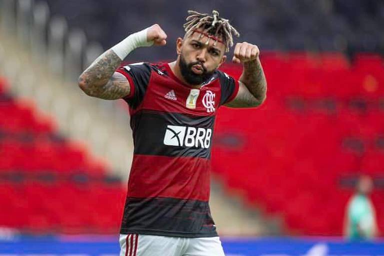 Gabigol comemora um gol pelo Flamengo; apesar do sucesso do Rubro-Negro na América do Sul, o seu futebol não atrai o público europeu