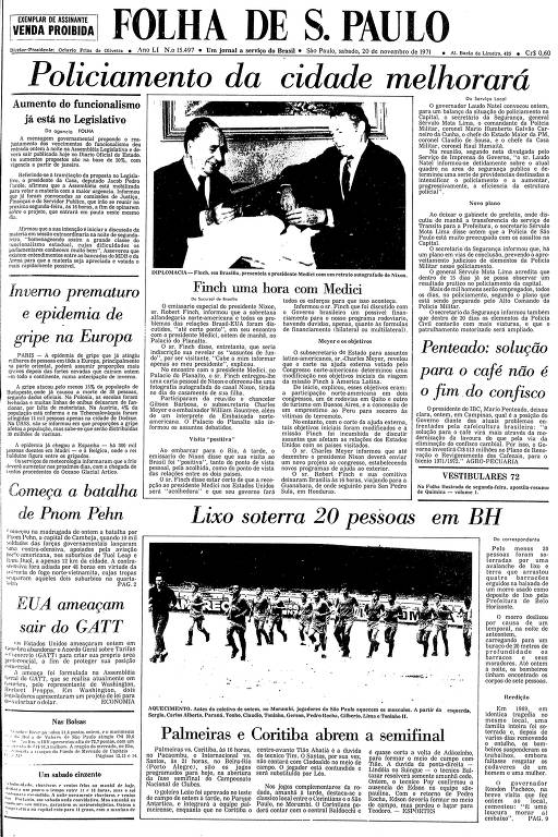 Primeira Página da Folha de 20 de novembro de 1971