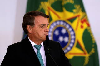 Brazil's President Jair Bolsonaro speaks during a ceremony in Brasilia