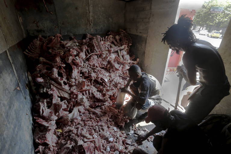 Caminhão com ossos e restos de carne no Rio de Janeiro