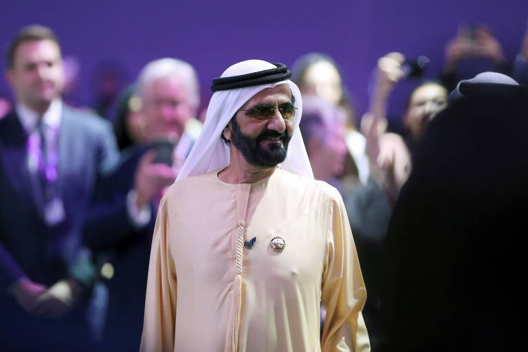 O premiê dos Emirados Árabes Unidos, Mohammed bin Rashid al-Maktoum, em Dubai