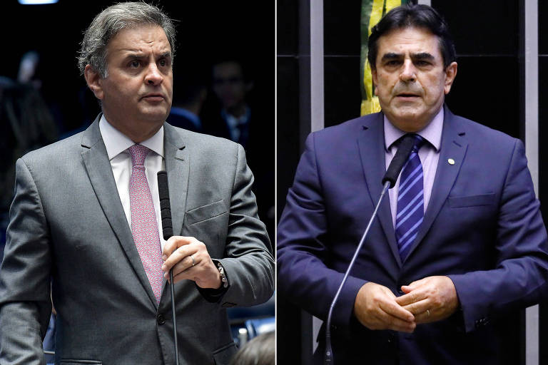 Nas fotos, o ex-governador de Minas e ex-senador Aécio Neves e o deputado federal Domingos Sávio.