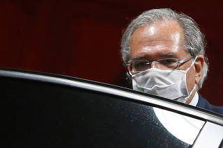 Brazil's Economy Minister Paulo Guedes leaves the Ministry of Economy building in Brasilia,