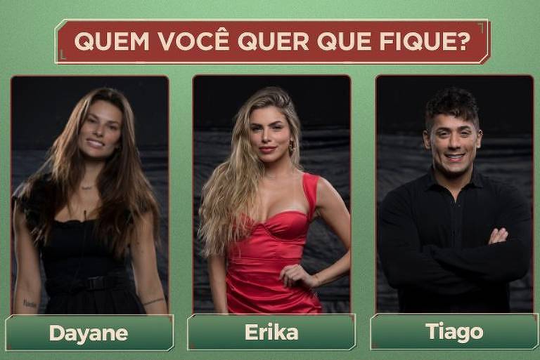 Dayane Mello, Erika Schneider e Tiago Piquilo estão na roça