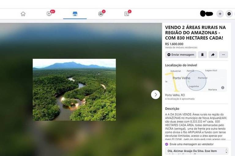 Facebook promete combater venda de terras da Amazônia nas plataformas