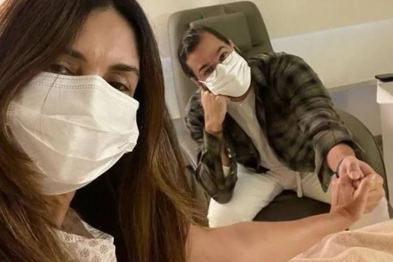 Fátima Bernardes e Túlio Gadêlha no hospital