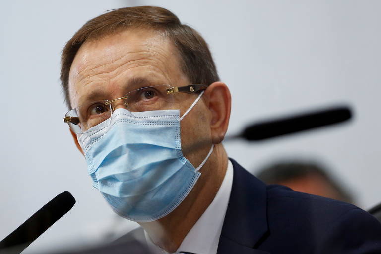 O empresário Carlos Wizard durante depoimento na CPI da Covid