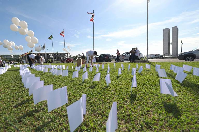 600 bandeiras brancas em frente ao Congresso Nacional e intervenção em Heliopólis; veja fotos de hoje 