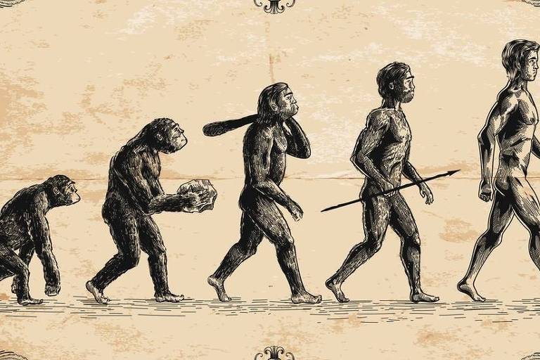 Imagem ilustrativa mostra evolução do macaco ao homem