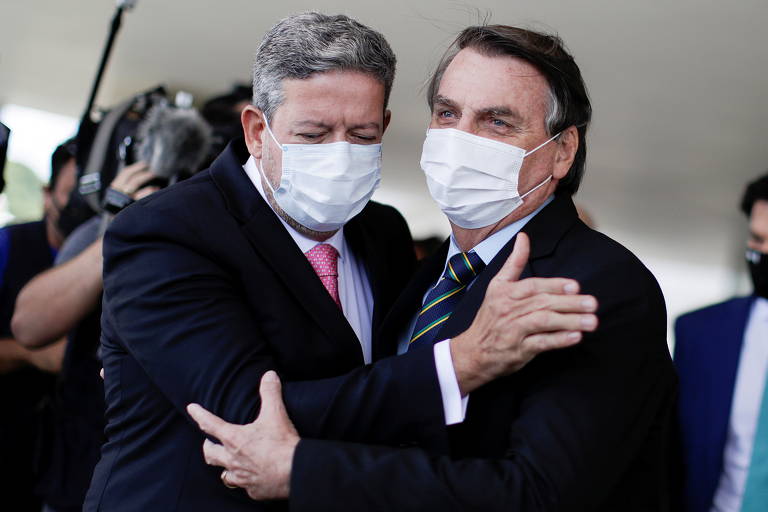Presidente Jair Bolsonaro e o presidente da Câmara, Arthur Lira, depois de um encontro no Palácio do Planalto