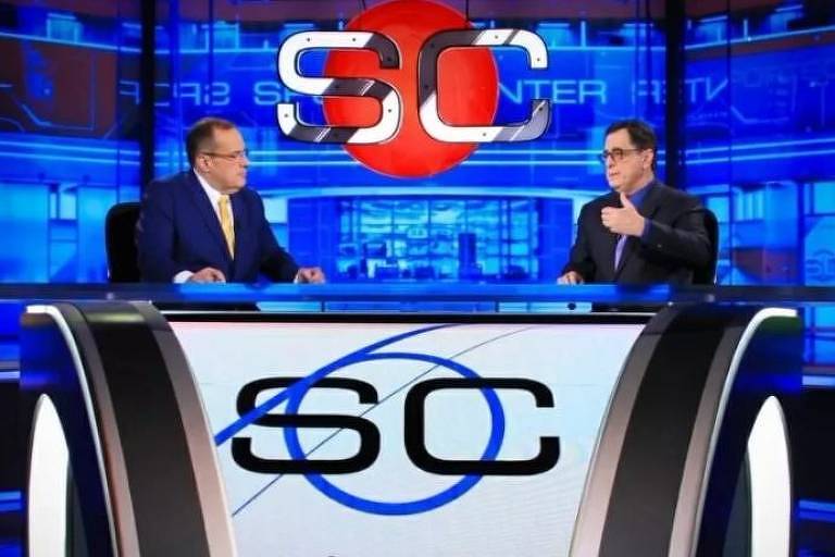 Paulo Soares (Amigão) e Antero Greco no Sportcenter, da ESPN