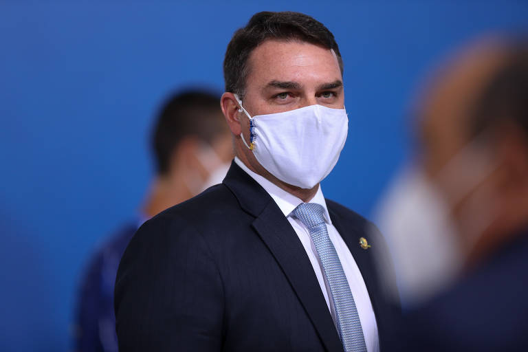 O senador Flávio Bolsonaro, um dos filhos do presidente