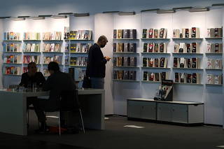 Visitors at the world's largest book fair in Frankfurt
