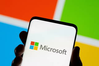 FILE PHOTO: A smartphone displays the Microsoft logo in this illustration