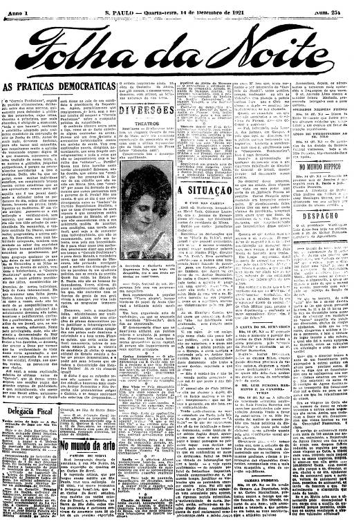 Primeira Página da Folha da Noite de 14 de dezembro de 1921
