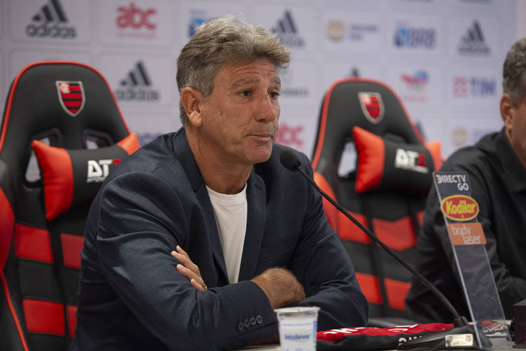 O técnico do Flamengo, Renato Gaúcho, durante entrevista coletiva na sua apresentação na Gávea