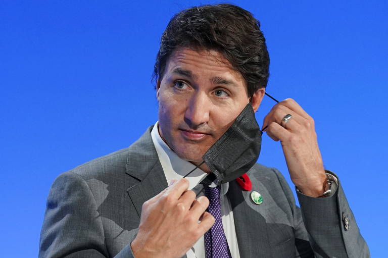 Justin Trudeau, primeiro-ministro do Canadá, durante o evento de anúncio do Compromisso Global sobre Metano, na COP26