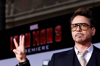 FILE PHOTO: Cast member Robert Downey Jr. poses at the premiere of 