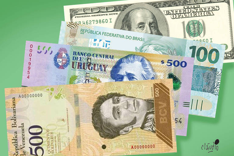 charge com notas de dinheiros diferentes com fundo verde