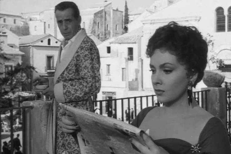 Humphrey Bogart e Gina Lollobrigida em "O Diabo Riu Por Último" (1953)
