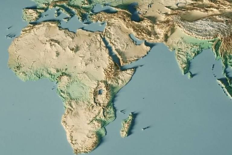 Mapa com foco na África