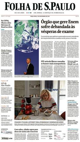 Capa da Edição Nacional da Folha
