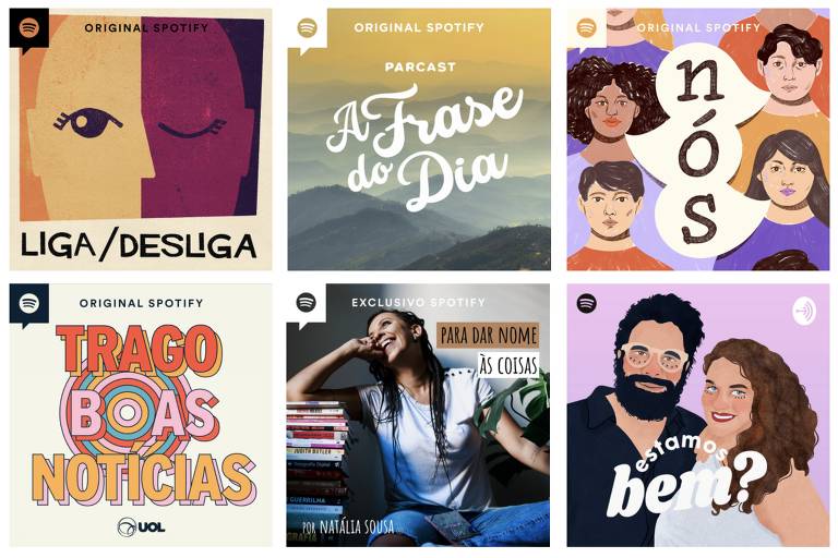 Seis capas de podcasts