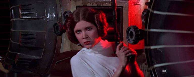 A atriz Carrie Fisher em cena de "Star Wars - Uma Nova Esperança"