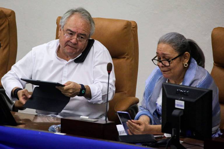 O presidente da Assembleia Nacional da Nicarágua, Gustavo Porras, durante sessão parlamentar em Manágua

