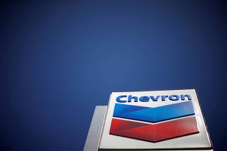 FILE PHOTO: The logo of Chevron is seen in Los Angeles