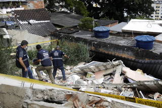 A house collapsed in Salgueiro slum in Rio de Janeiro