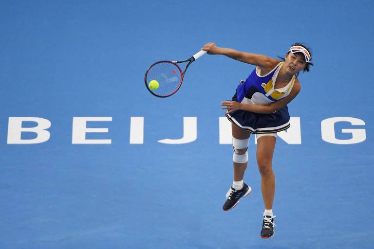 A tenista chinesa Peng Shuai durante partida do Aberto da China, em Pequim
