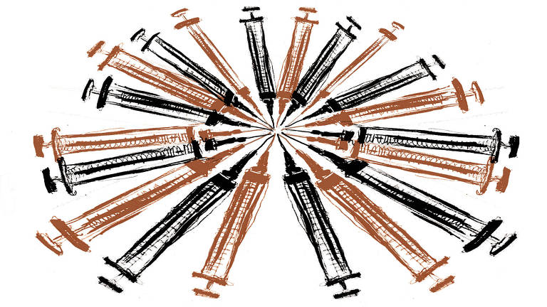 Ilustração representando seringas dispostas em um círculo