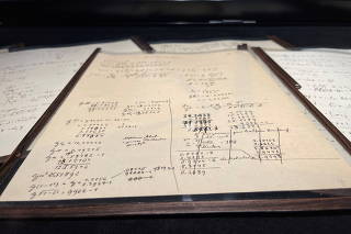 FILE PHOTO: The Einstein-Besso manuscript on display before its auction at Christie's auction house in Paris